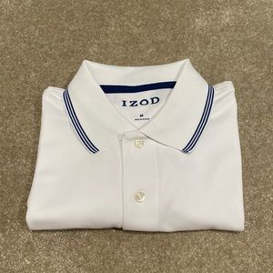 Izod white polo with blue stripe detail